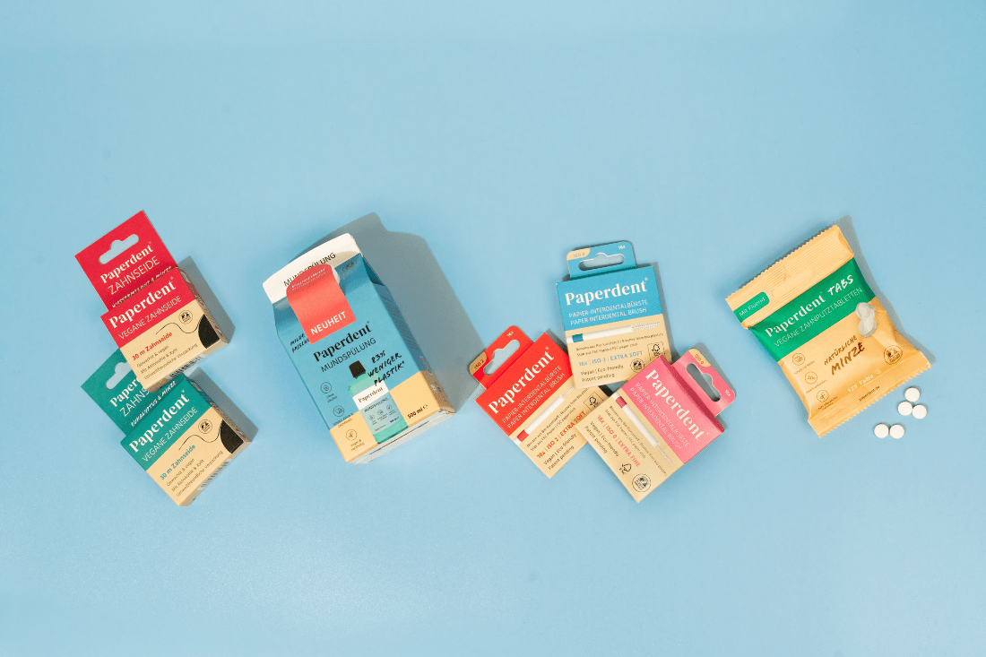 Nachhaltige Zahnpflegeprodukte, Zahnseide, Mundspülung, Interdentalbürste und Zahnputz-Tabs