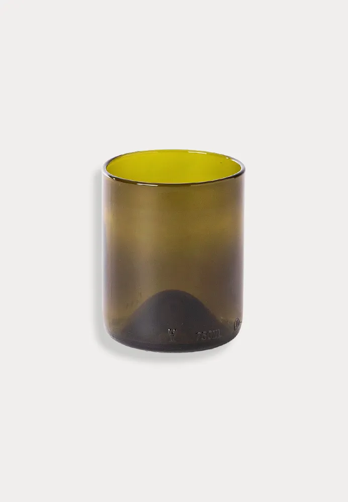 Trinkgläser aus recycelten Flaschen, Olivgrün, 6er Set