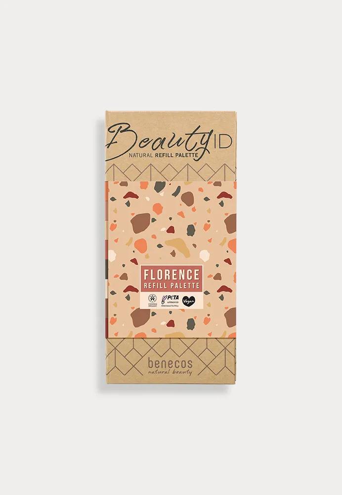 Nachhaltige, wiederbefüllbare Make up Palette mit einem Rouge, zwei Highlightern, vier Lidschatten und einem Lip&Cheek Balm