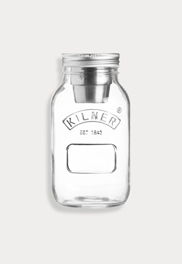 Kilner Food on the go Glas, Set beinhaltet: 1 L Glas, Edelstahl Deckel und Becher