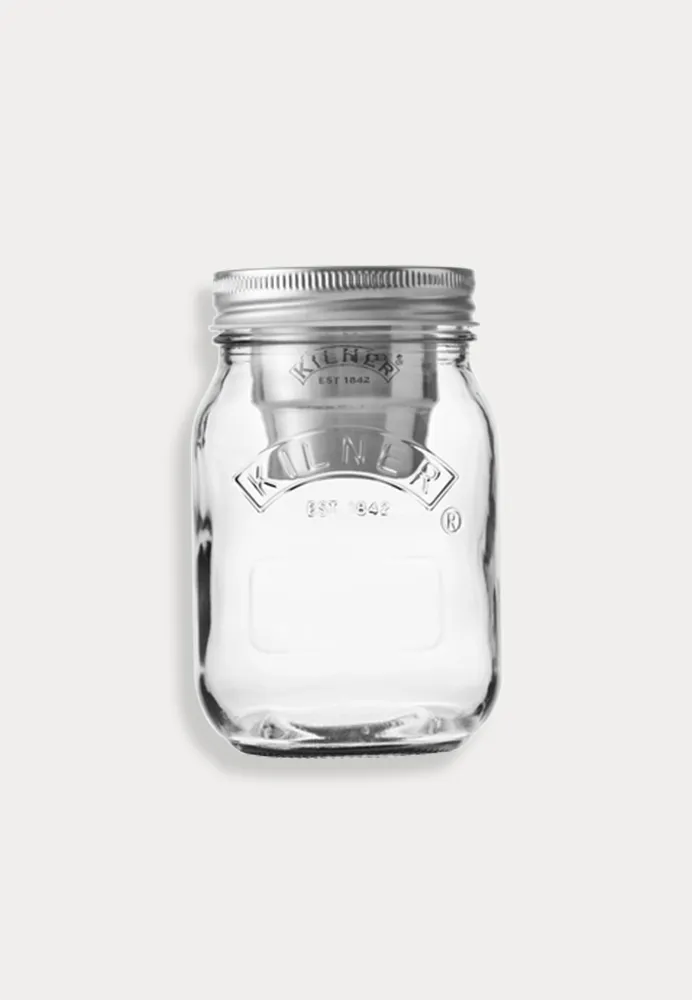 Kilner Snack on the go Glas, Set beinhaltet: 0,5 L Glas, Edelstahl Deckel und Becher