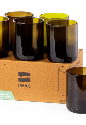 Trinkgläser aus recycelten Flaschen Olive - 6er Set