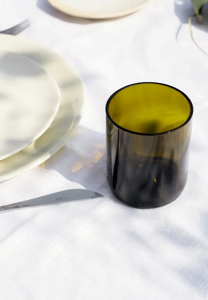 Trinkgläser aus recycelten Flaschen Olive - 6er Set