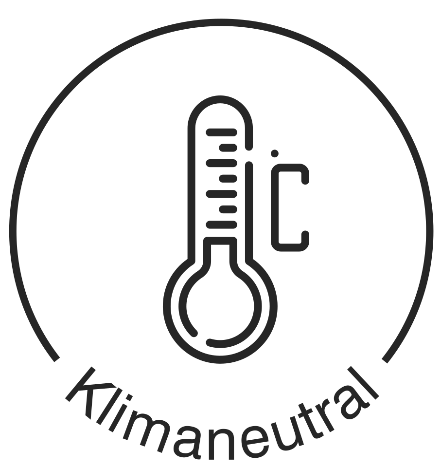 Ein Icon, auf dem ein Thermometer abgebildet ist und unter dem "klimaneutral" steht.