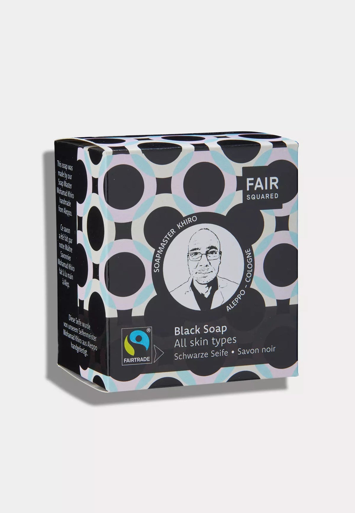 Fair Squared black soap für alle Hauttypen, mit Fairtrade-Ölen und Aktivkohle