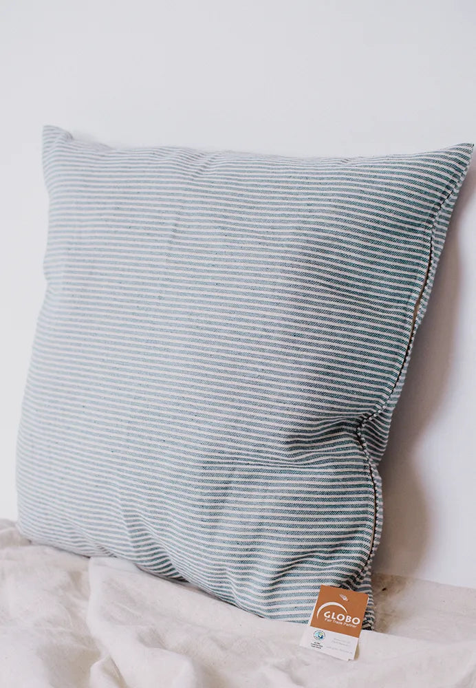 Stripe cushion cover - recycled denim
