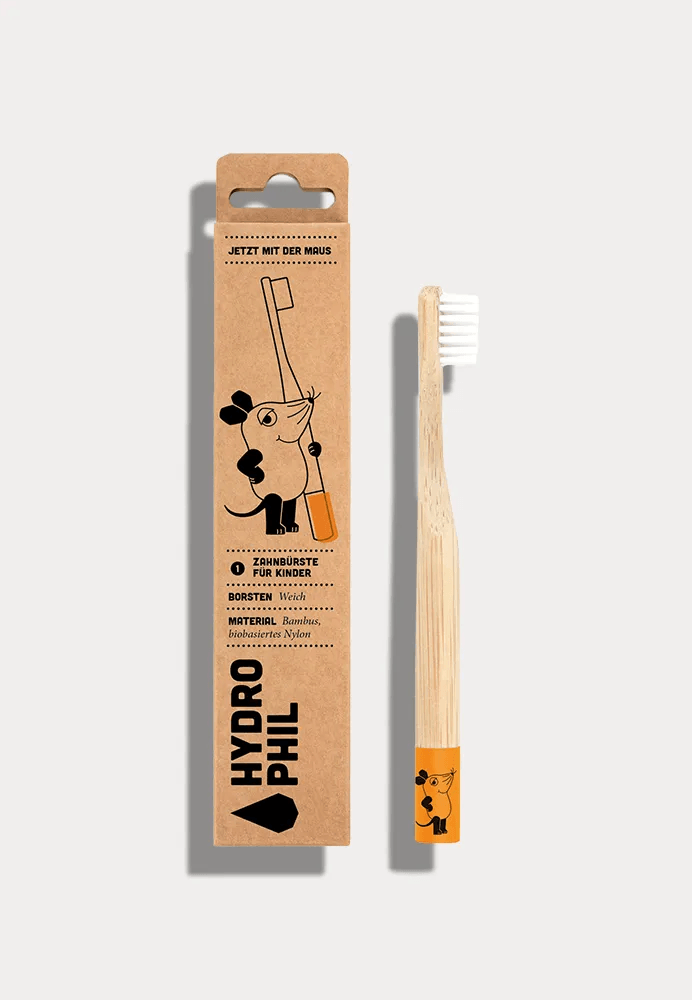 Hydrophil Zahnbürste aus Bambus für Kinder, weiche Borsten, 