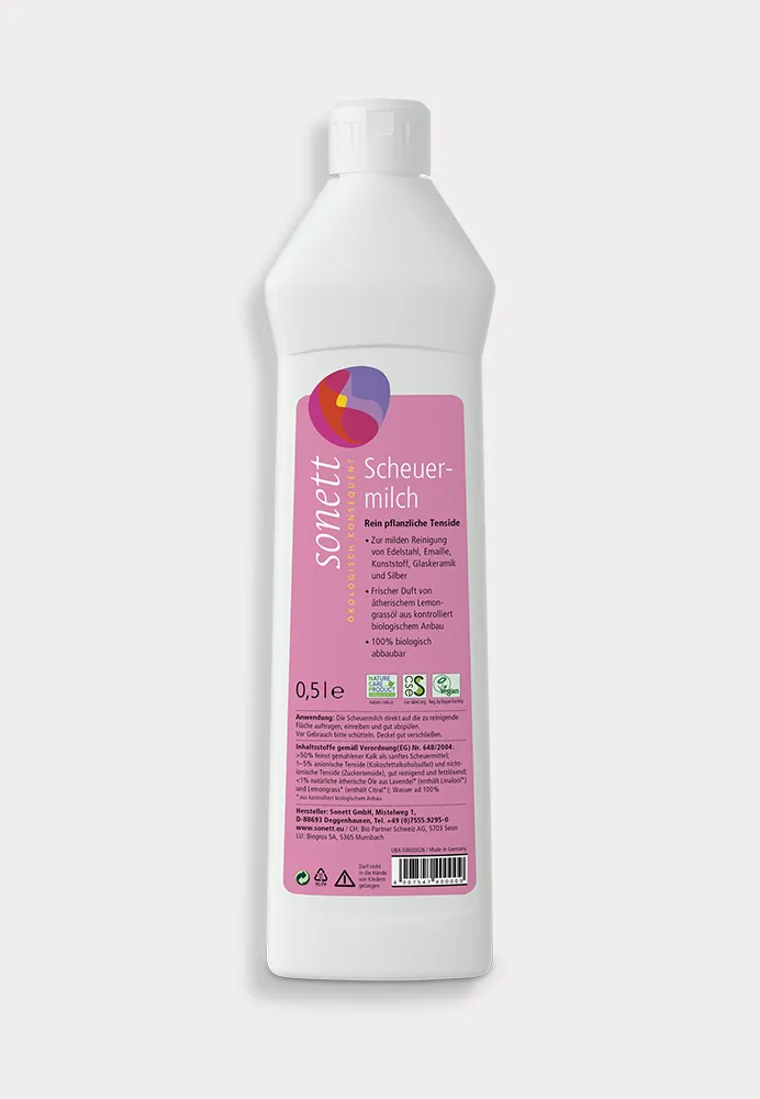 Sonett Scheuermilch, rein pflanzliche Tenside, 500 ml Inhalt, 100 % biologisch abbaubar
