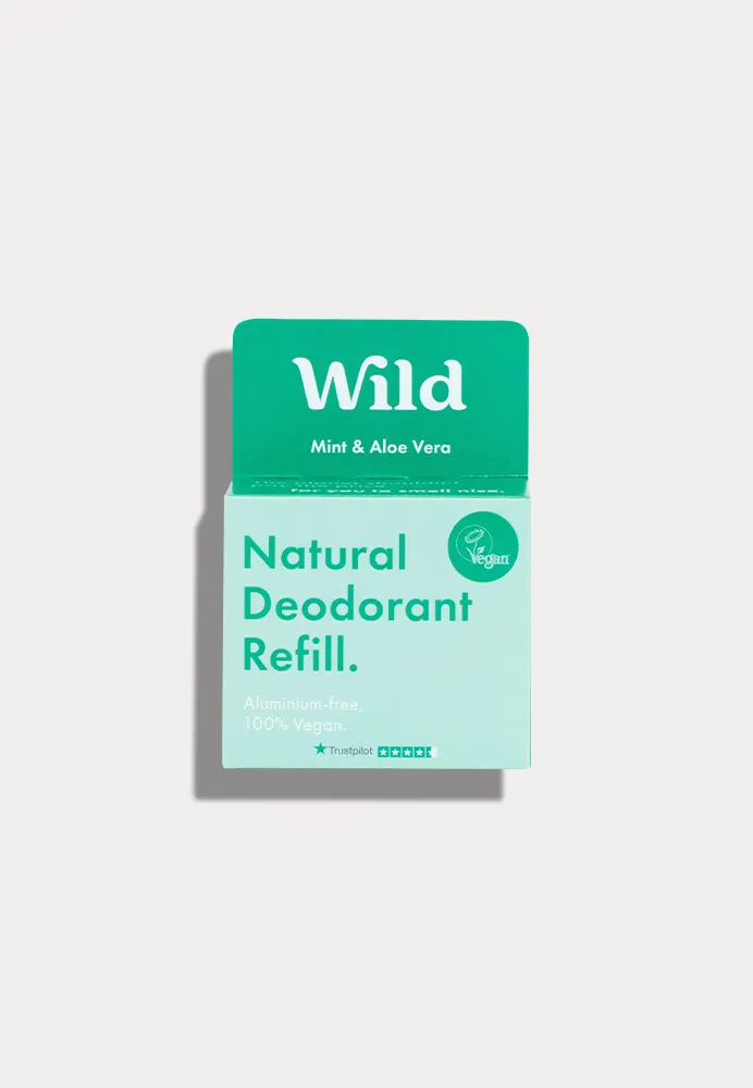 Wild Deo Mint & Aloe Vera Nachfüllpackung, vegan, tierversuchsfrei, ohne Parabene, Sulfate, Aluminium