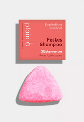 nachhaltiges veganes festes Shampoo für empfindliche Kopfhaut von plain b, roter Apfel natura
