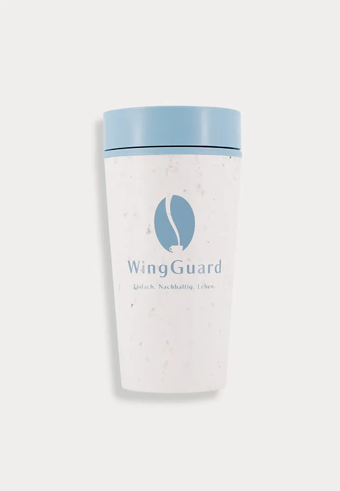WingGuard Coffee-to-go Mug, Cream Color Mug, Faraway Blue